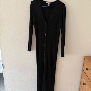 Victoria's Secret Black Long Sleeve Ribbed Dress